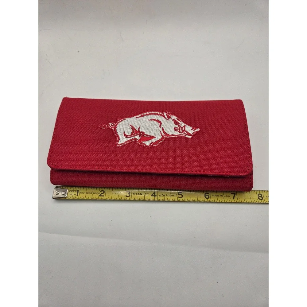 Sandol Arkansas Razorbacks Red Canvas Trifold Wallet NCAA Embroidered Logo